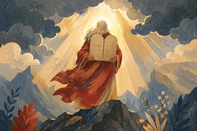 Ten Commandments Tablets on Mountain Summit