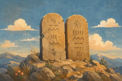 Stone Tablets on Mountain Ridge