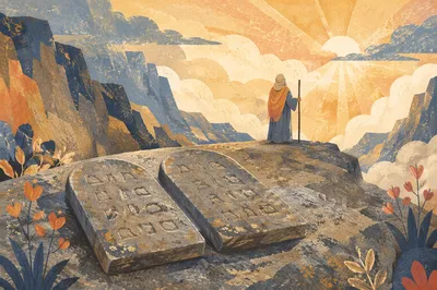 Stone Tablets at Dawn on Mountain Summit