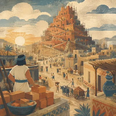Tower of Babel Rising at Dawn