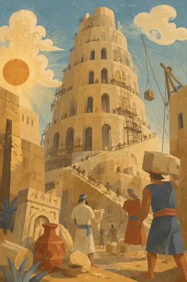 Tower of Babel Rising Over Ancient City