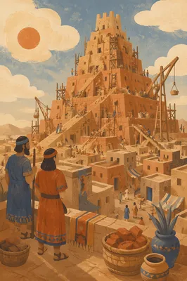Tower of Babel Rising Over Ancient City