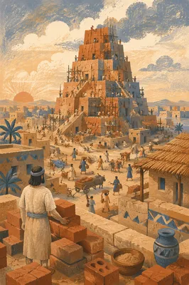 Tower of Babel Rising at Dawn