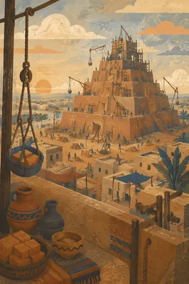 Tower of Babel Rising at Dawn