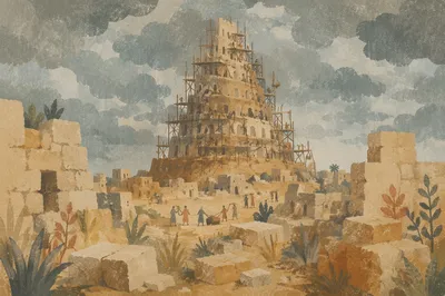 Tower of Babel Ancient City Construction Scene