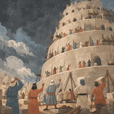 Tower of Babel Builders in Confusion