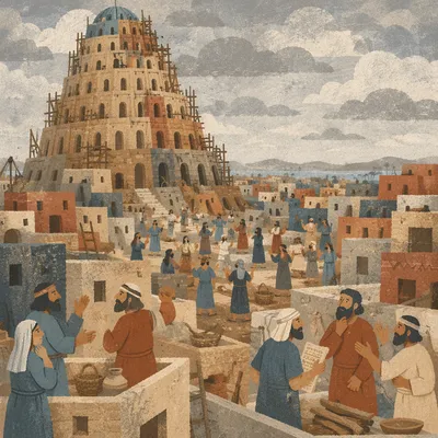 Tower of Babel Language Confusion Scene
