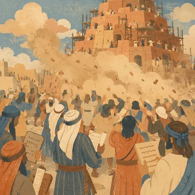 Tower of Babel Crowd in Confusion