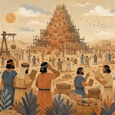 Tower of Babel Workers in Confusion