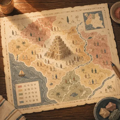 Tower of Babel Ancient Language Map
