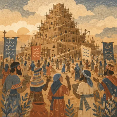 Tower of Babel Workers in Confusion