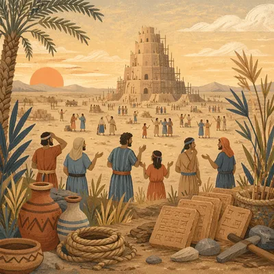 Tower of Babel Confusion at Sunrise