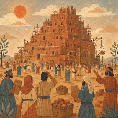 Tower of Babel Confusion at Sunset