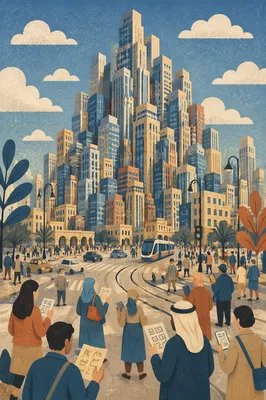 Modern Tower of Babel City Allegory