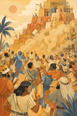 Tower of Babel Confusion Among Ancient Crowds