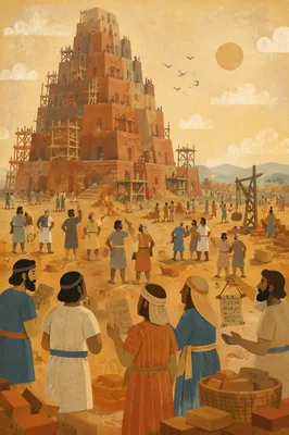 Tower of Babel Workers at Dawn