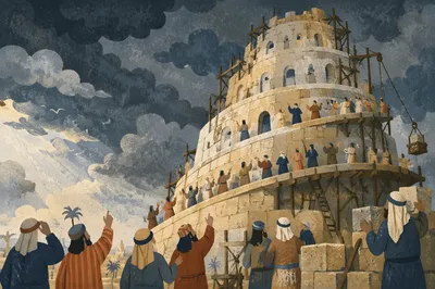 Tower of Babel Builders in Confusion