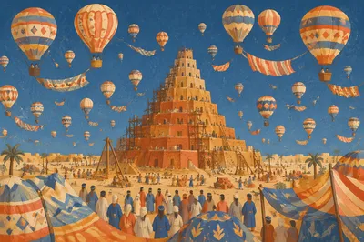 Tower of Babel Languages in Desert Sky