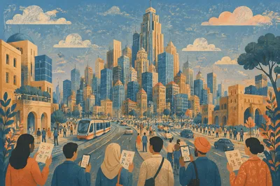 Modern Tower of Babel City Allegory