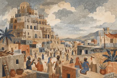 Tower of Babel Language Confusion Scene