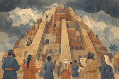 Tower of Babel in Stormy Confusion