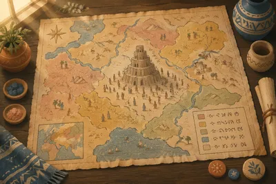 Tower of Babel Ancient Language Map