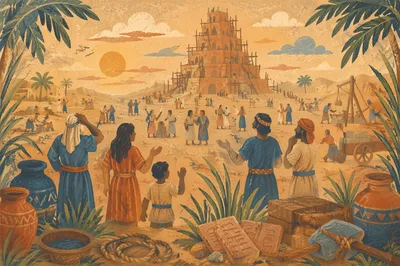 Tower of Babel Confusion at Sunrise