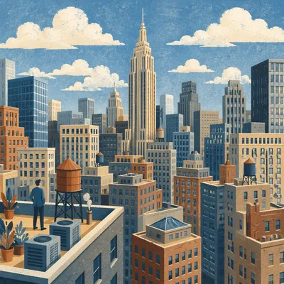 Aerial Rooftop View of Modern Business District
