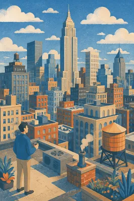 Aerial Rooftop View of Modern Business District