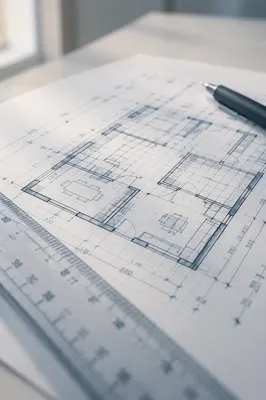 Architectural Blueprint Desk With Drafting Ruler