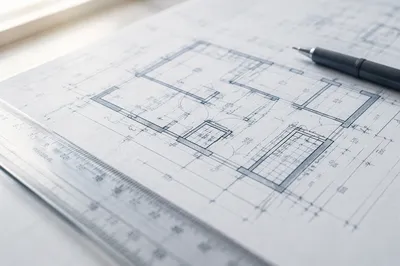 Architectural Blueprint Desk With Ruler