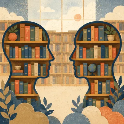Bookshelf Silhouettes Sharing Business Wisdom