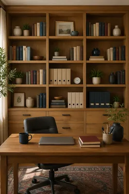 Modern Oak Bookshelf Office of Wisdom