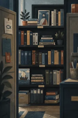 Modern Office Bookshelf of Knowledge and Wisdom