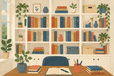 Modern Office Bookshelf of Knowledge and Wisdom