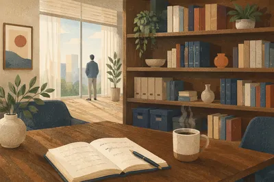 Modern Office Bookshelf of Knowledge and Wisdom