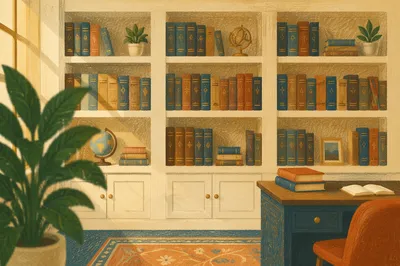 Modern Office Bookshelf with Wisdom Ambience