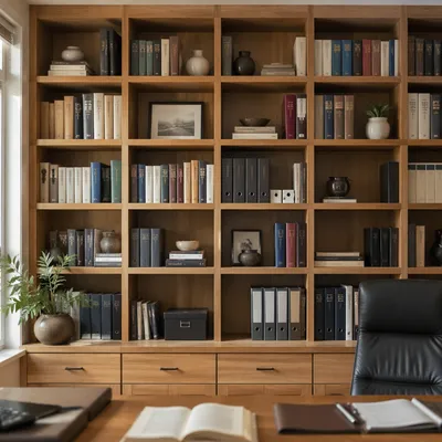 Modern Office Bookshelf of Knowledge and Wisdom