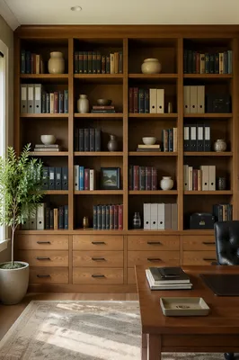 Modern Oak Bookshelf in Executive Study