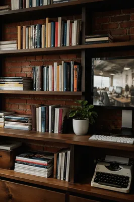 Modern Office Bookshelf of Workplace Wisdom