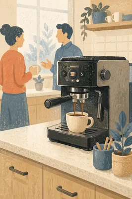 Office Break Room Coffee Conversation Scene