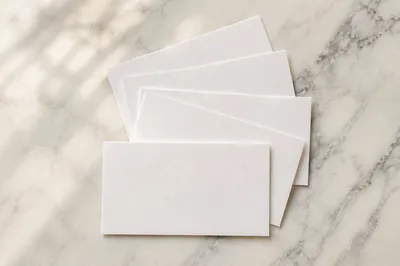 Blank Business Card Mockup on Cream Marble