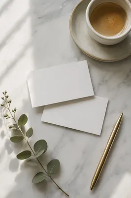 Elegant Business Card Mockup on Marble
