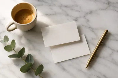 Elegant Business Card Mockup on Marble