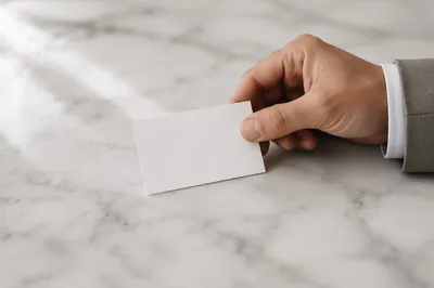 Business Card Mockup on White Marble