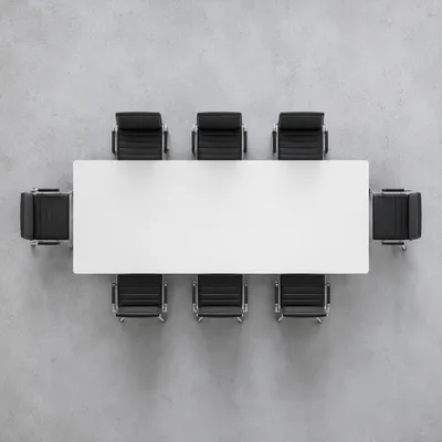 Minimalist Overhead Business Conference Table Setup