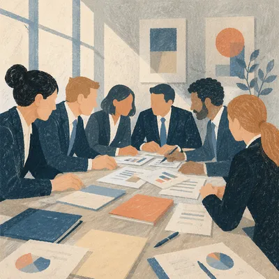 Focused Team Meeting at Modern Conference Table