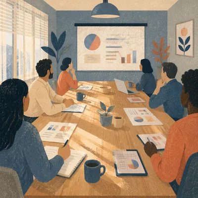 Modern Team Meeting Around Conference Table