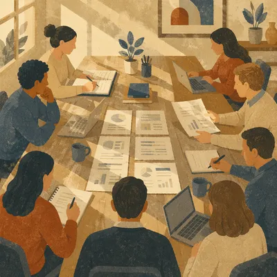 Focused Team Meeting at Conference Table