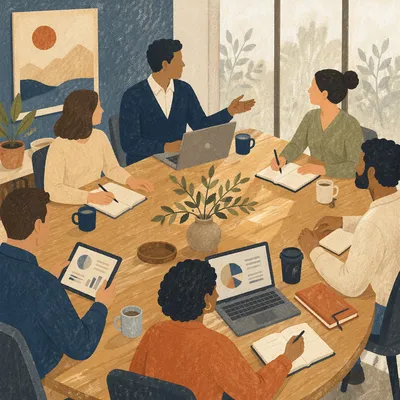 Ethical Business Team Meeting at Conference Table
